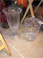 Large Crystal Vase & Covered Candy Dish