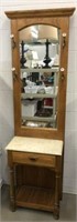 Mirrored Hall tree with Marble Top & 1 Drawer