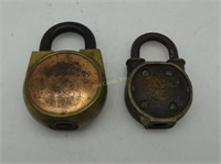 Pair Of Round Antique Locks; 1 Fram