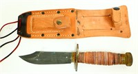 Wood handle knife w/ leather sheath