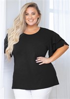 C453  SHOWMALL Plus Size Black Crewneck Tunic 2X