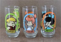 3 Vtg 1986 Flintstones Kids Pizza Hut Glasses