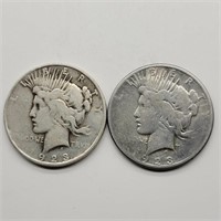 2- 1923 PEACE SILVER DOLLARS