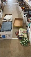 Boxes of fabric, knitting accessories