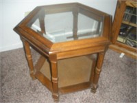 Wood and Glass Side Table, 24x24x21