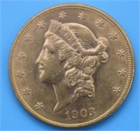 1903S LIBERTY HEAD DOUBLE EAGLE $20 GOLD COIN