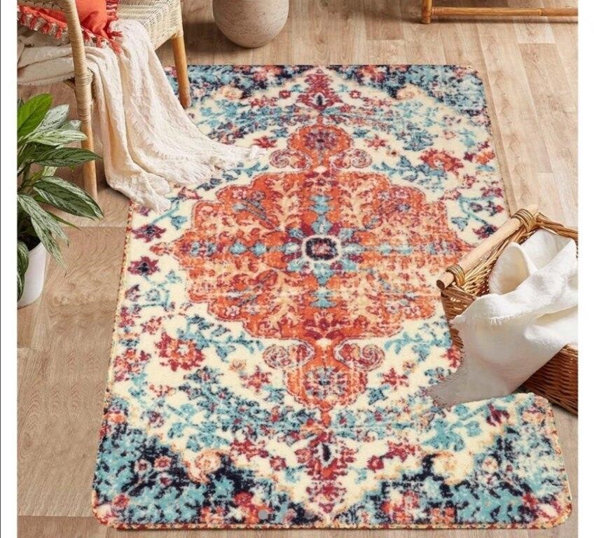 New (Size 24"x35") Floral Medallion Area Rug -
