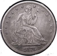 1876 S SEATED HALF DOLLAR XF
