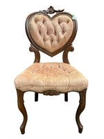 Victorian Style Side Chair with Heart Back &