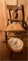 Vintage Chair & 3 Legged Stool