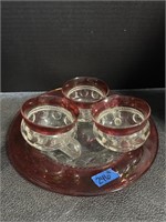 4pc Kings Crown Thumbprint Cups & Plate