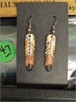 Handpainted Native American Feather Earrings