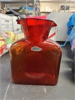 VTG BLENKO GLASS VASE / PITCHER RED