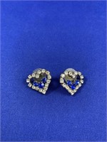 Pair of Rhinestone Heart Earrings