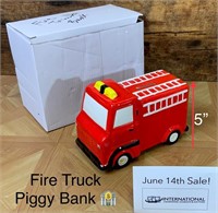 Ceramic Fire Truck Bank