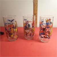 3 Disney glasses, 1950 coke glass
