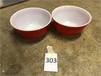 Red Pyrex Bowls (2)
