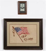 Embroidered "Old Glory" & Roosevelt Silk Ribbon