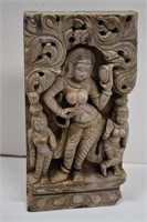Vintage Hindu Goddess Carved Wood Wall Art