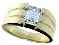 10k Gold Men's 1.07 ct Step Cut Lab Diamond Ring