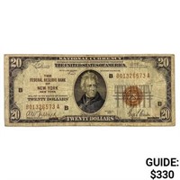 1929 B $20 US Bank of New York Fed Res Note