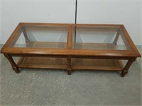50 x 21 x 16 inch vintage coffee table with glass