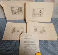 11 - 4 GEORGE CRUIKSHANK REPRODUCTIONS W/ LETTER