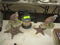 Decorative torch, quail, stars