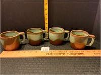 Frankoma Plainsman Green 4 Coffee Mugs