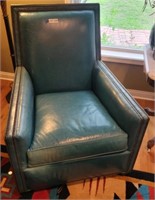 Turquoise Ethan Allen Custom Covered Leather Chair