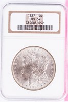Coin 1887 Morgan Silver Dollar NGC MS64