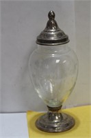 A Sterling Base Cut Glass Container