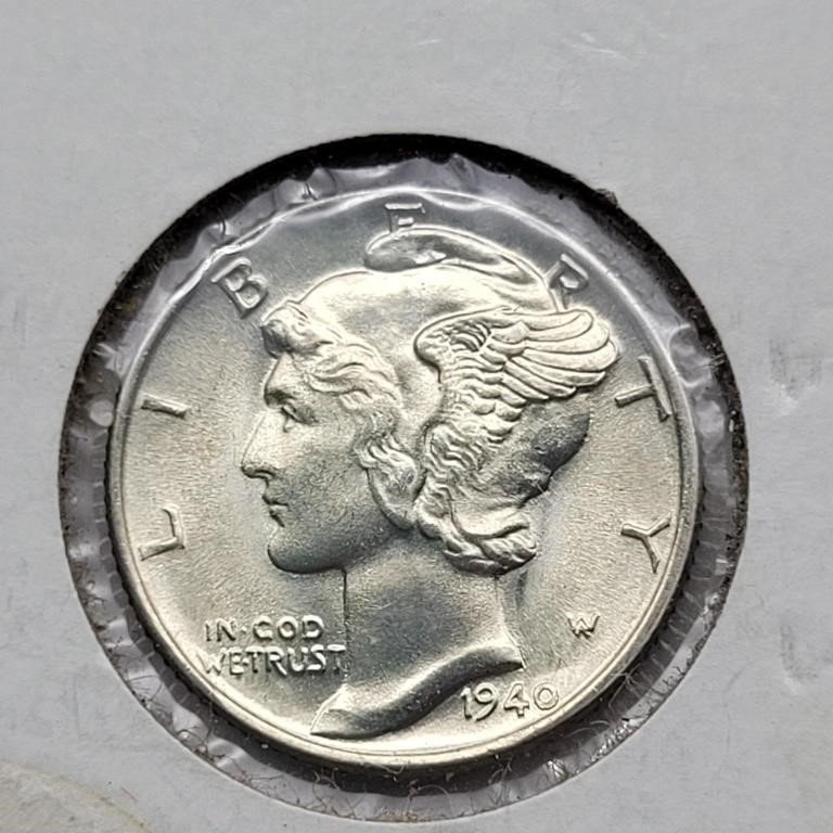 1940 MERCURY DIME MS65 OR BETTER