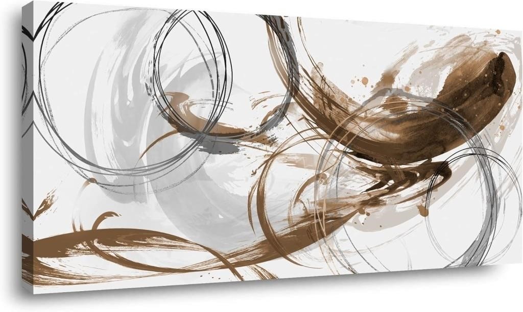 Sxurmtiie Brown Abstract Canvas Wall Art, 20"x40"