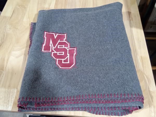 Gray Mississippi State Fleece Throw