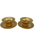 Honey amber glassware with gold borders