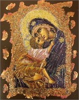"Virgin Mary And Baby Jesus"7x5,5”Collectible Icon