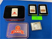 Lot of 4 Vintage Advertising Lighters ZIPPO