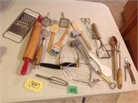 kitchen utensils, rolling pin, more
