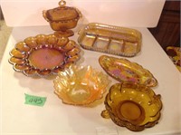 carnival glass dishes & others