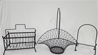 LARGE METAL BASKET & MAGAZINE STAND