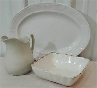 3 pieces of early white ironstone