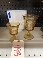 3 pcs - Milk Glass Vase & 2 Amber Goblets