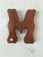 Wood Letter "M" wall decor,  homemade, 12" tall