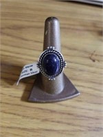 Black sunstone size 8 ring German silver new