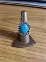 Turquoise size 8 ring German silver new