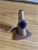 Amethyst size 8 ring German silver new