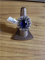 Blue sapphire size 9 ring German silver new