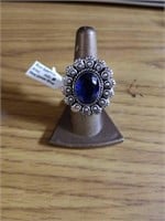 Blue sapphire size 9 ring German silver new
