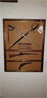 Framed Art Swords, Rifle, Pistol